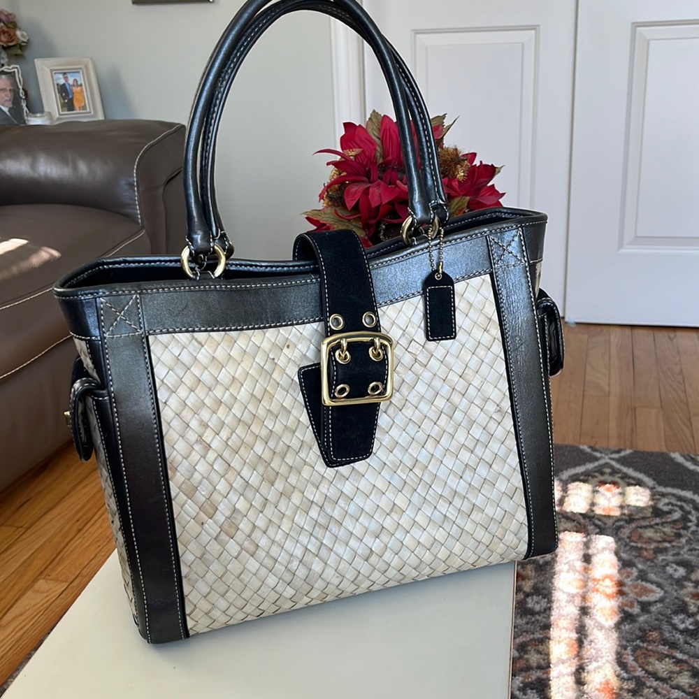 Straw Coach Tote Bag